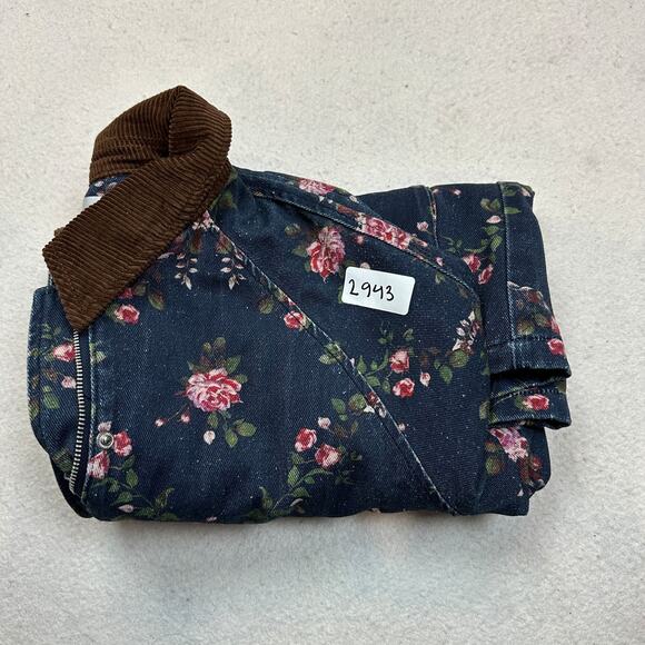 Raisonnel Floral Printed Utility Jacket Women's M Navy Blue Full Zip Workwear - Picture 8 of 8